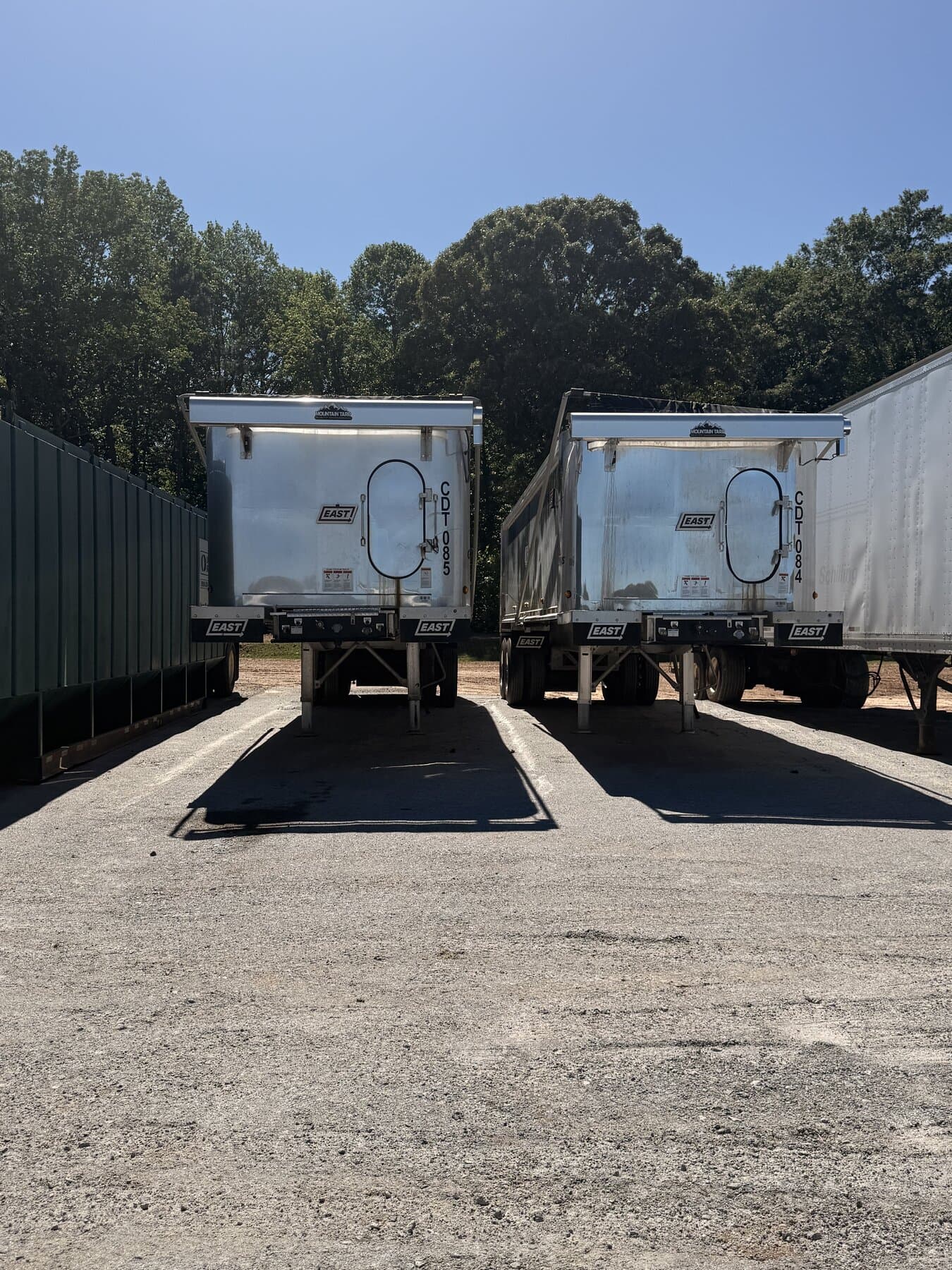 Cowart end-dump trailers staged in the fleet yard